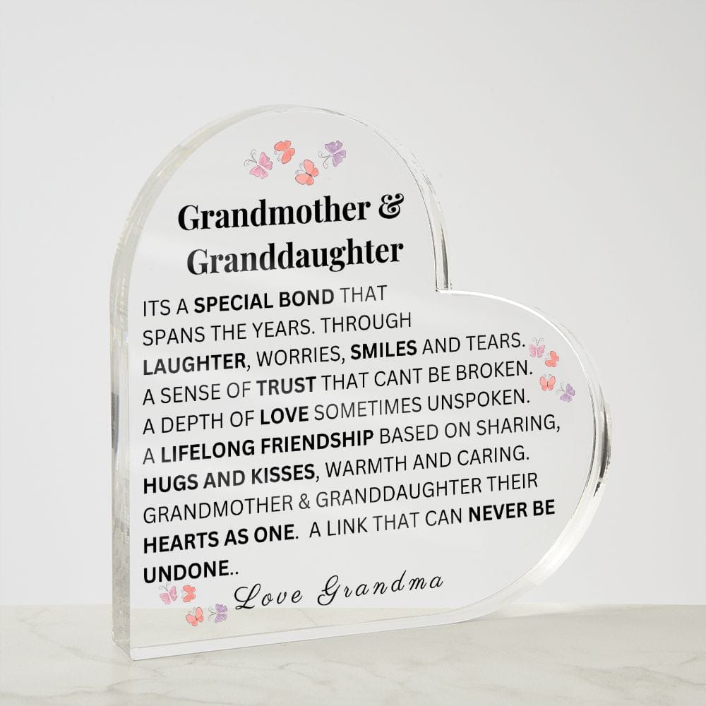 Grandmother & Granddaughter "It's A Special Bond" Love Grandma |  ACRYLIC HEART