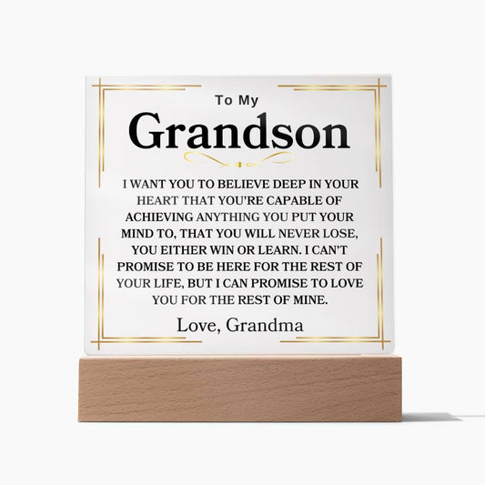 To My Grandson | Love Grandma Acrylic Square Plaque