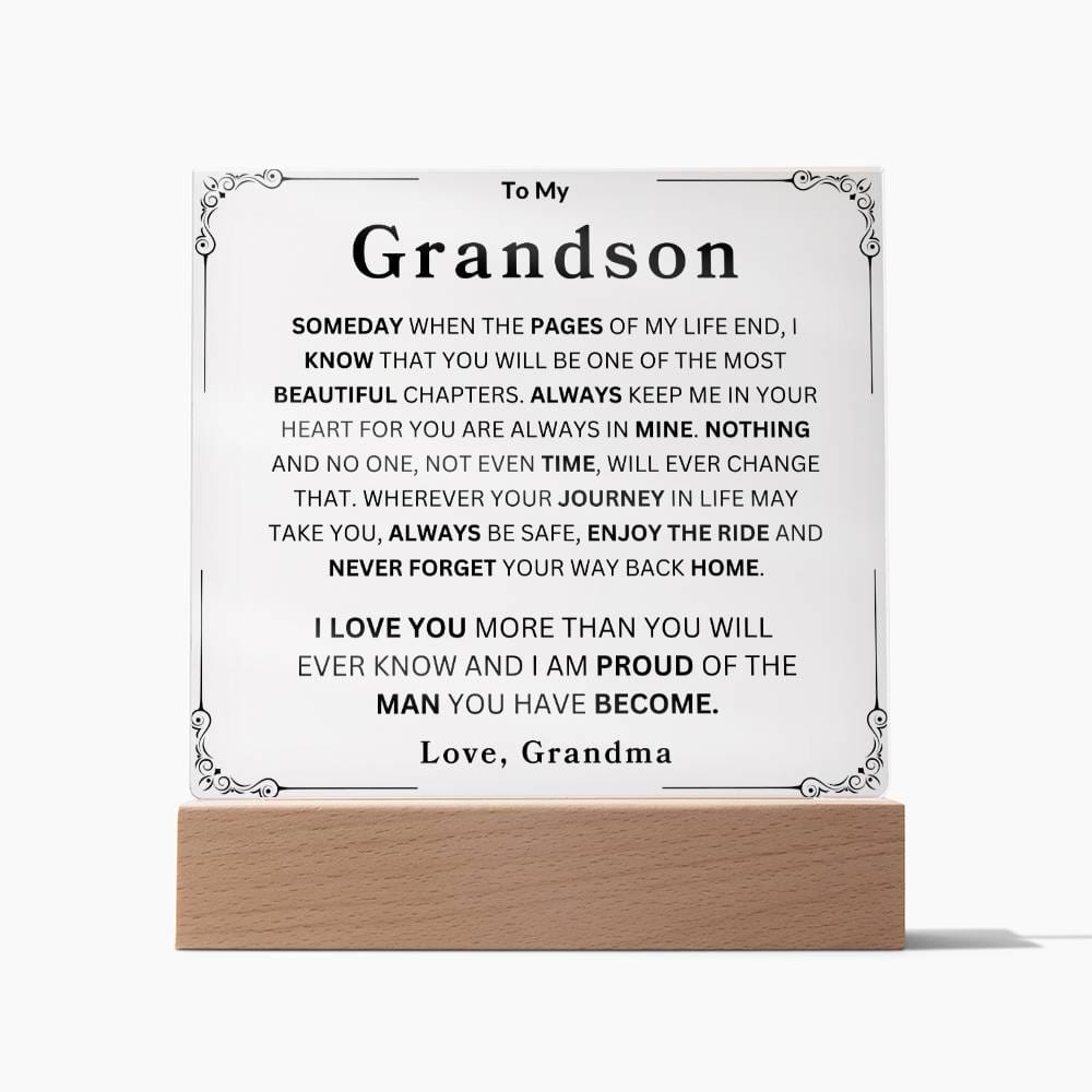 To My Grandson | Love Grandma Acrylic Square Plaque