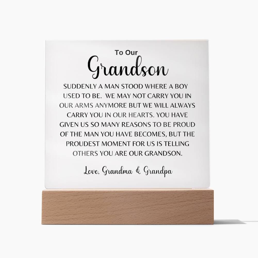 To Our Grandson | Love, Grandma & Grandpa | Acrylic Square Plaque