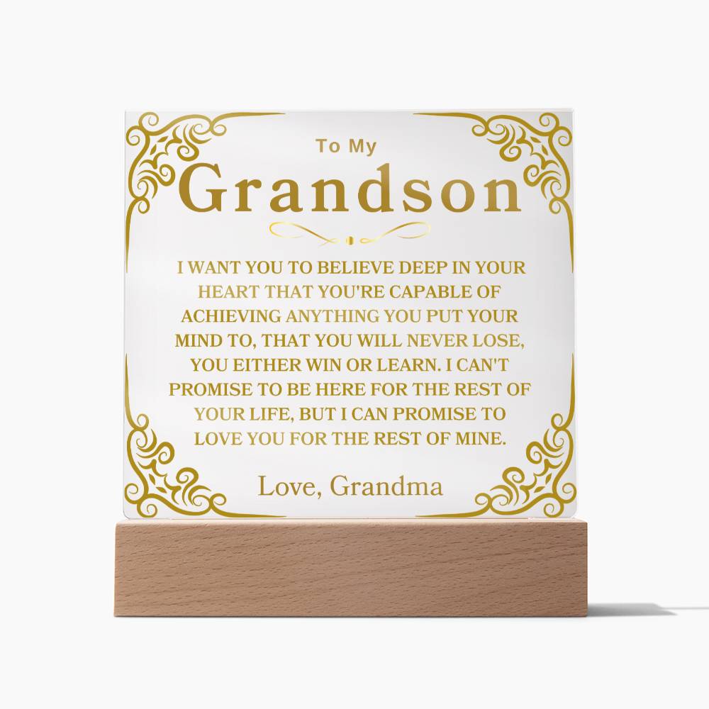 To My Grandson | Love, Grandma | Acrylic Square Plaque