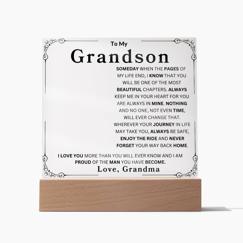 Personalized To My Grandson | Love Grandma Acrylic Square Plaque