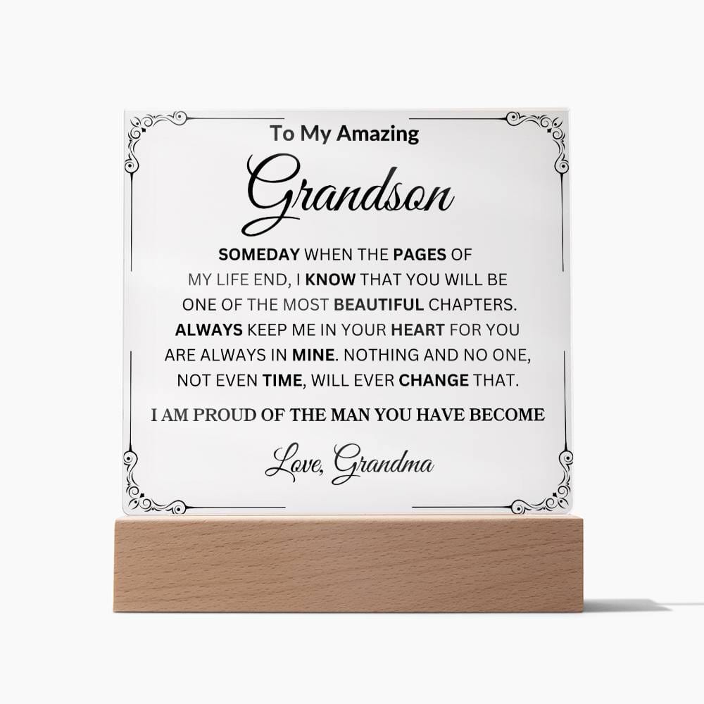 To My Amazing Grandson | Love Grandma Acrylic Square Plaque