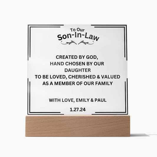 Personalized To Our Son-In-Law Acrylic Square Plaque