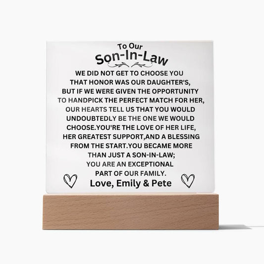 Personalized To Our Son-In-Law Acrylic Square Plaque