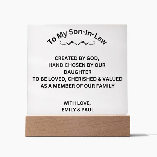 Personalized To My Son-In-Law Acrylic Square Plaque