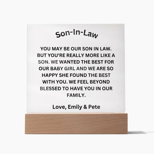 Personalized Son In Law Acrylic Plaque