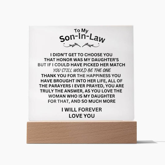 To My Son-In-Law Acrylic Square Plaque