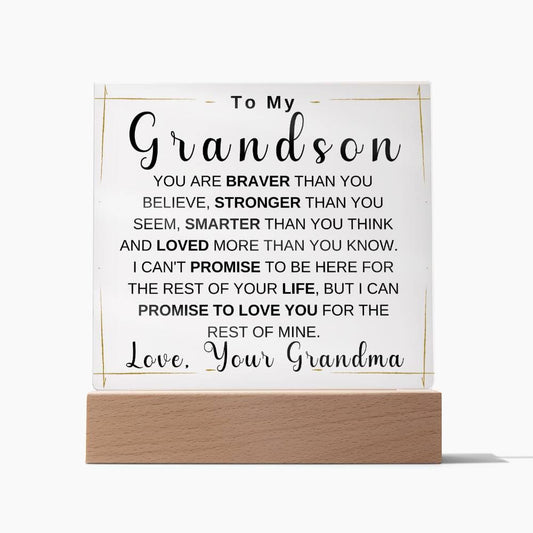 To My Grandson "You are braver" | Love Grandma Acrylic Square Plaque