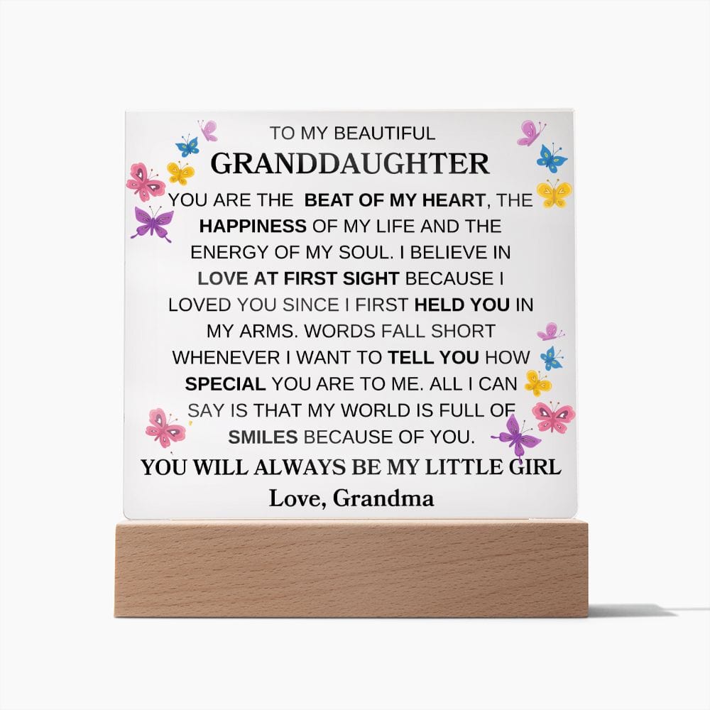 To My Beautiful Granddaughter " You Are The Beat Of My Heart" | Love Grandma |  Acrylic Plaque Square