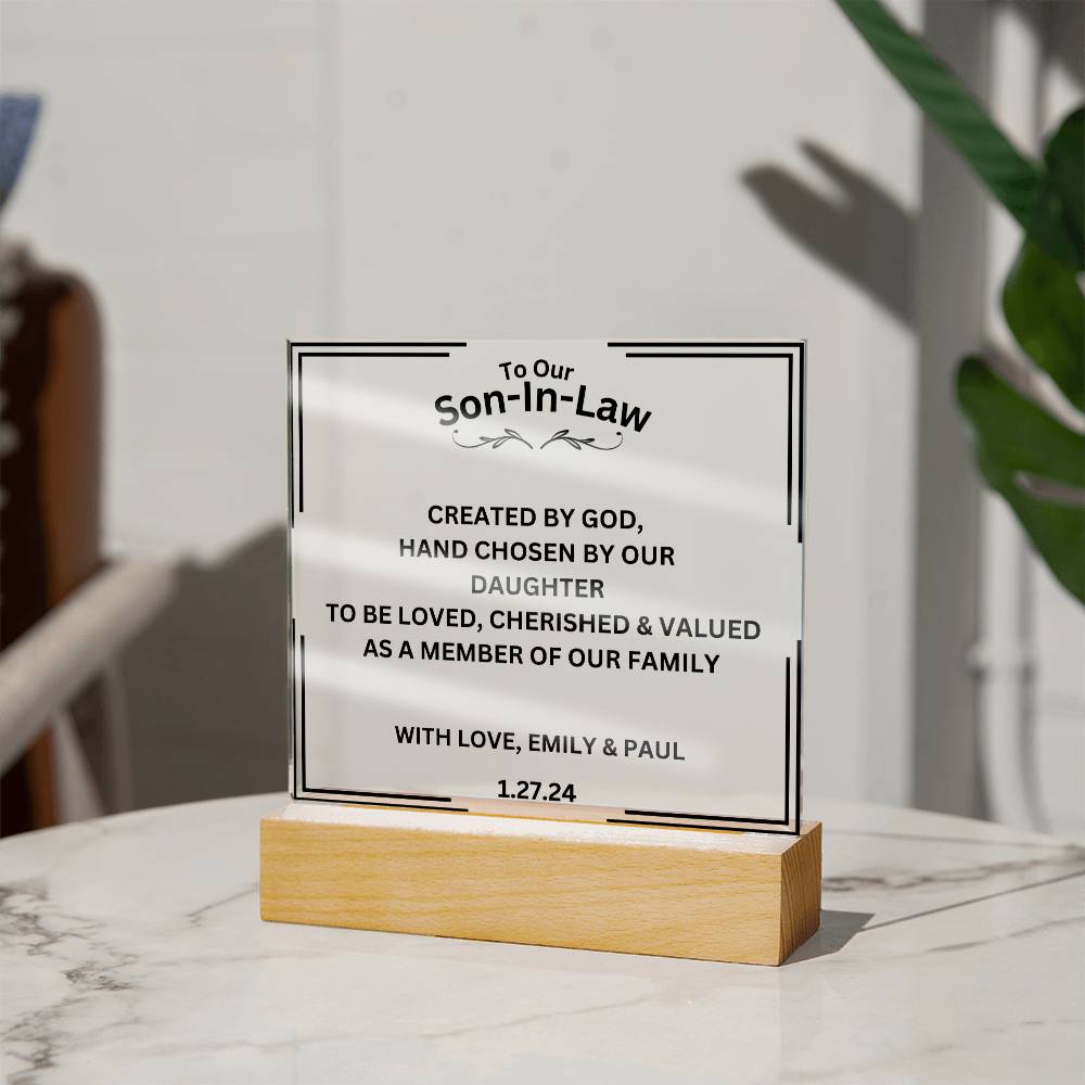 Personalized To Our Son-In-Law Acrylic Square Plaque