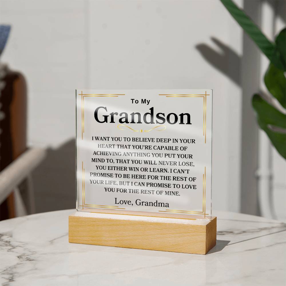 To My Grandson | Love Grandma Acrylic Square Plaque