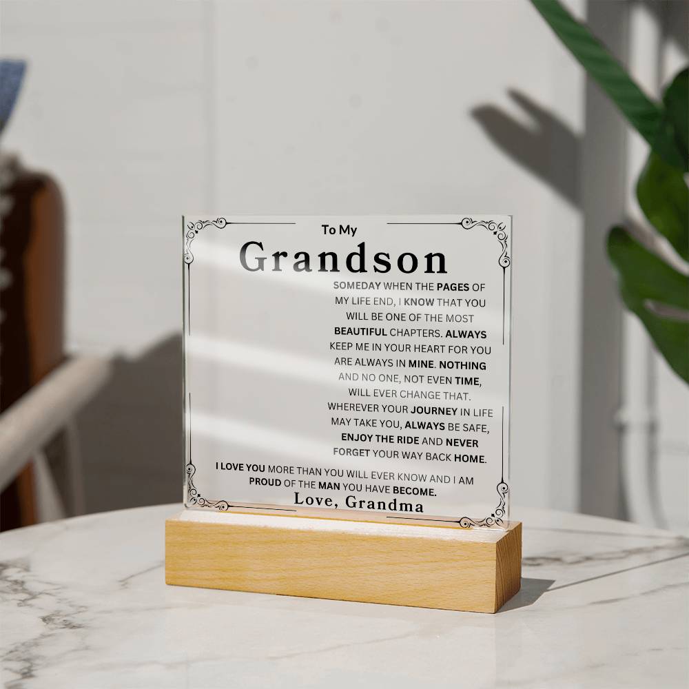 Personalized To My Grandson | Love Grandma Acrylic Square Plaque