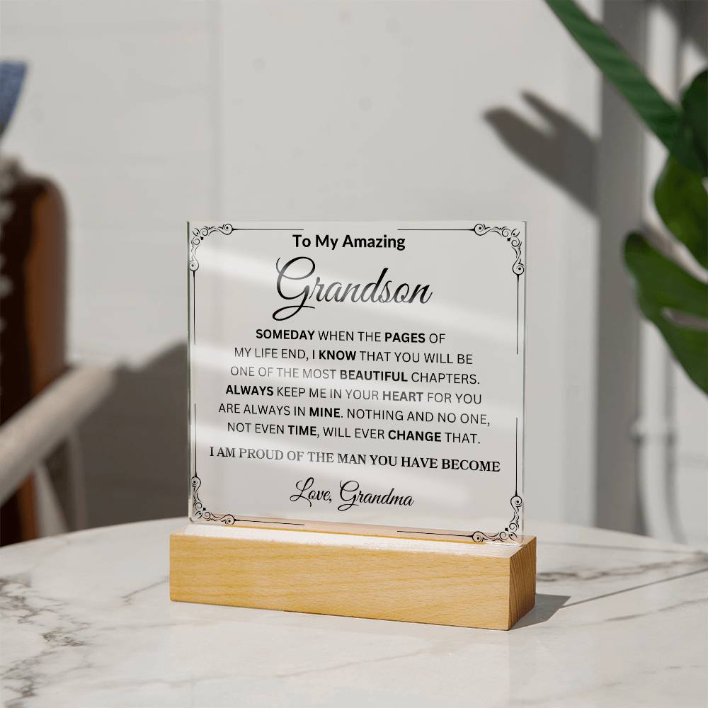 To My Amazing Grandson | Love Grandma Acrylic Square Plaque