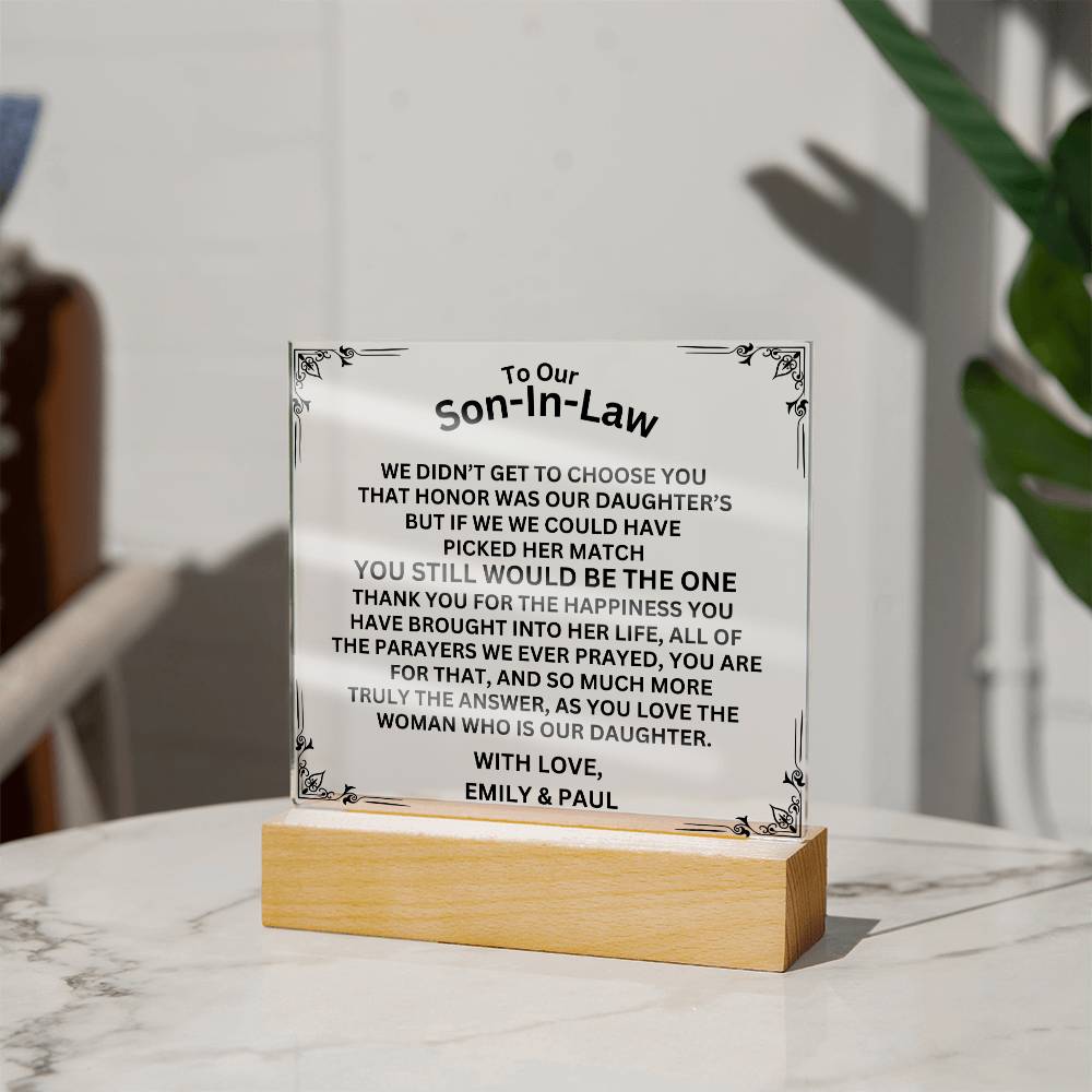 Personalized To Our Son-In-Law Acrylic Square Plaque