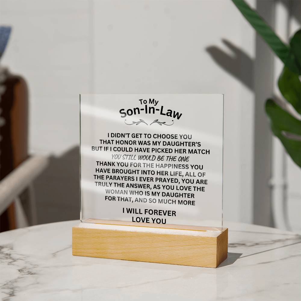 To My Son-In-Law Acrylic Square Plaque