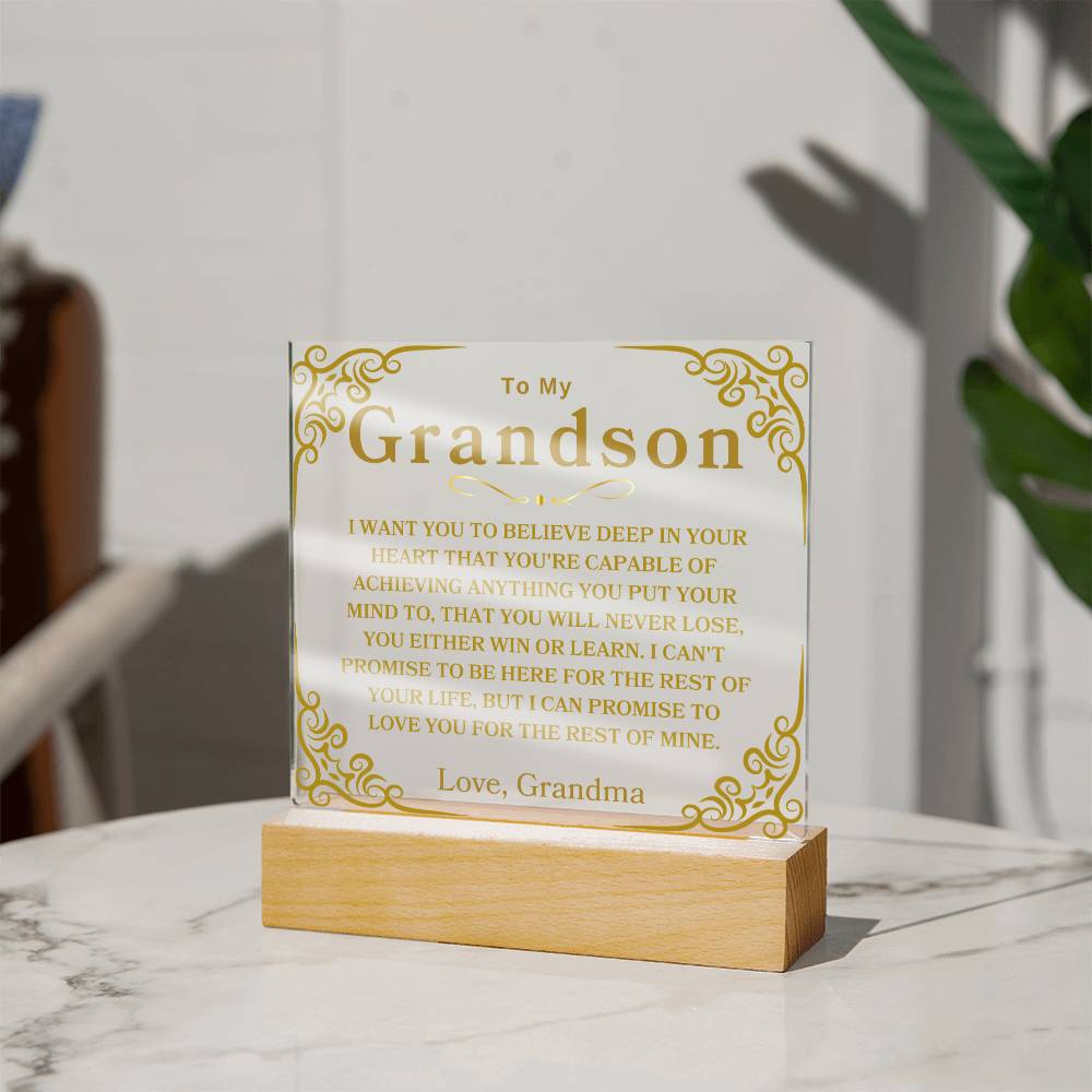 To My Grandson | Love, Grandma | Acrylic Square Plaque