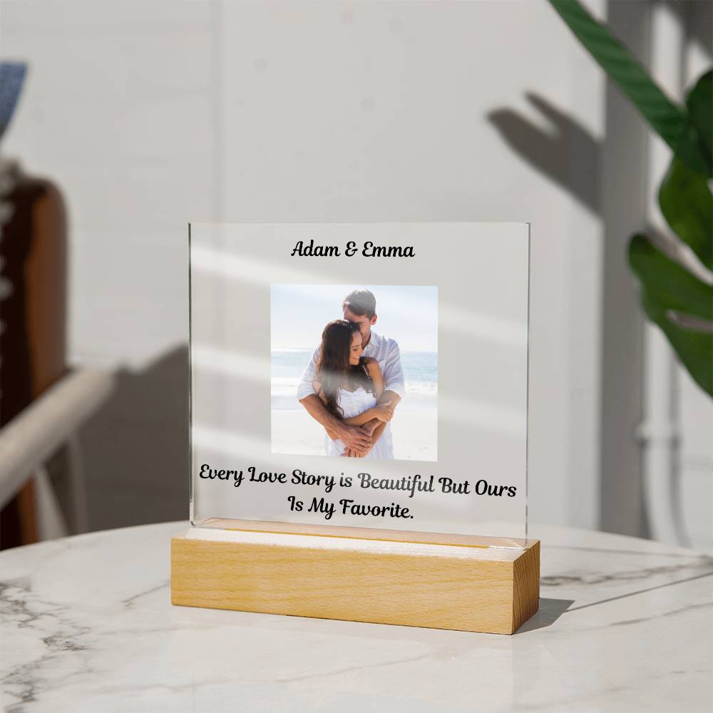 "Every Love Story Is Beautiful But Ours Is My Favorite"   Husband Acrylic Square Lamp