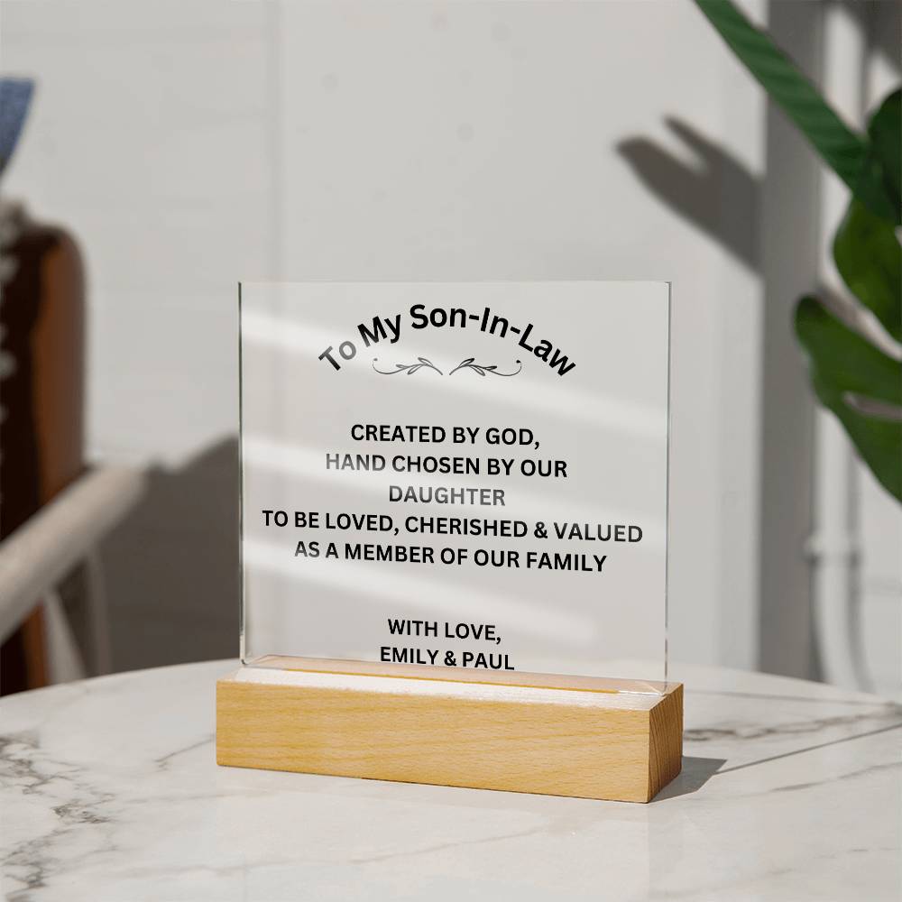 Personalized To My Son-In-Law Acrylic Square Plaque