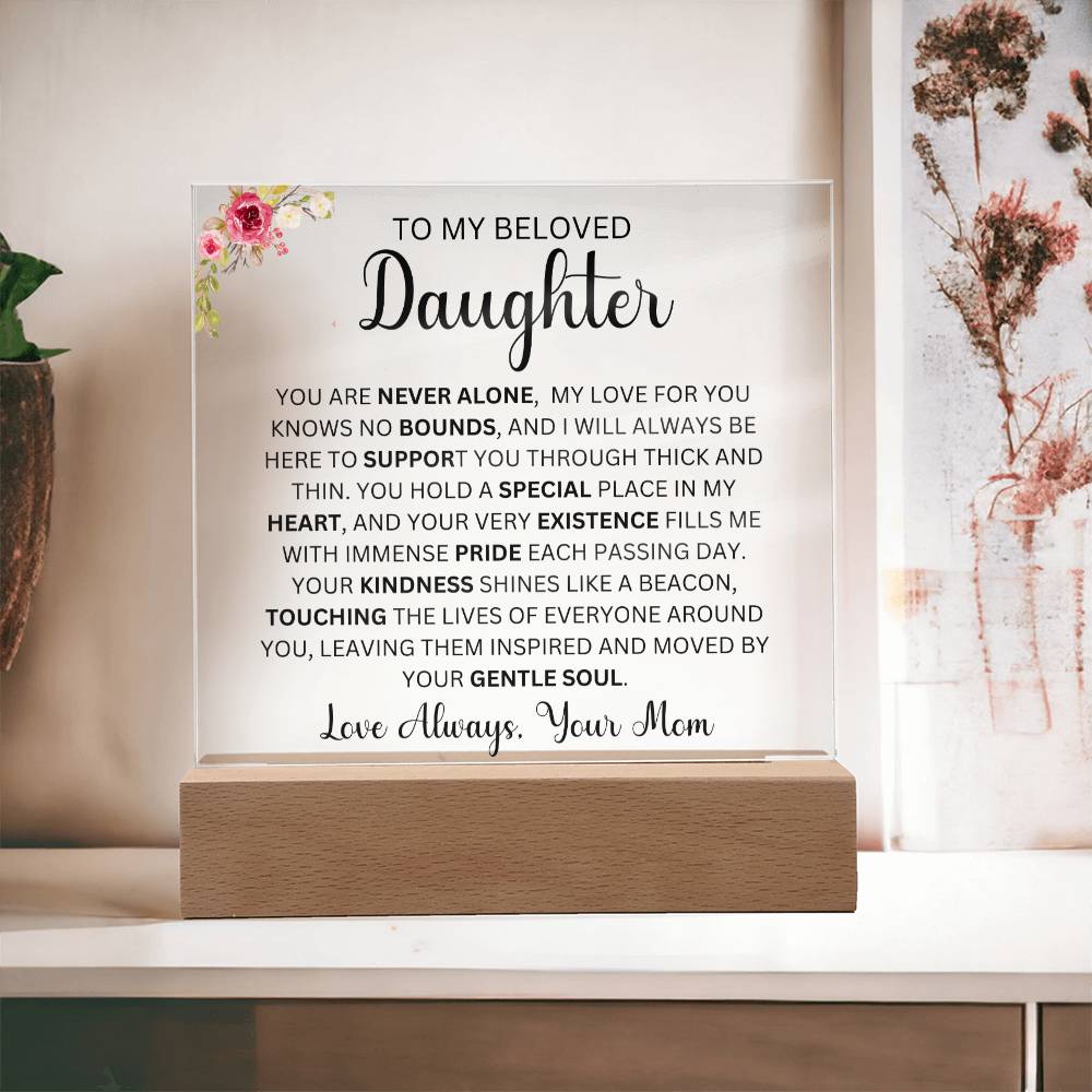 To My Beloved Daughter Love Mom | Acrylic Square Plaque (Daughter)