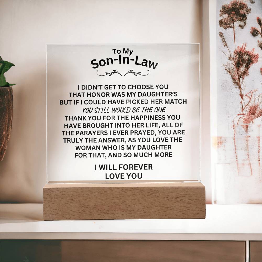 To My Son-In-Law Acrylic Square Plaque