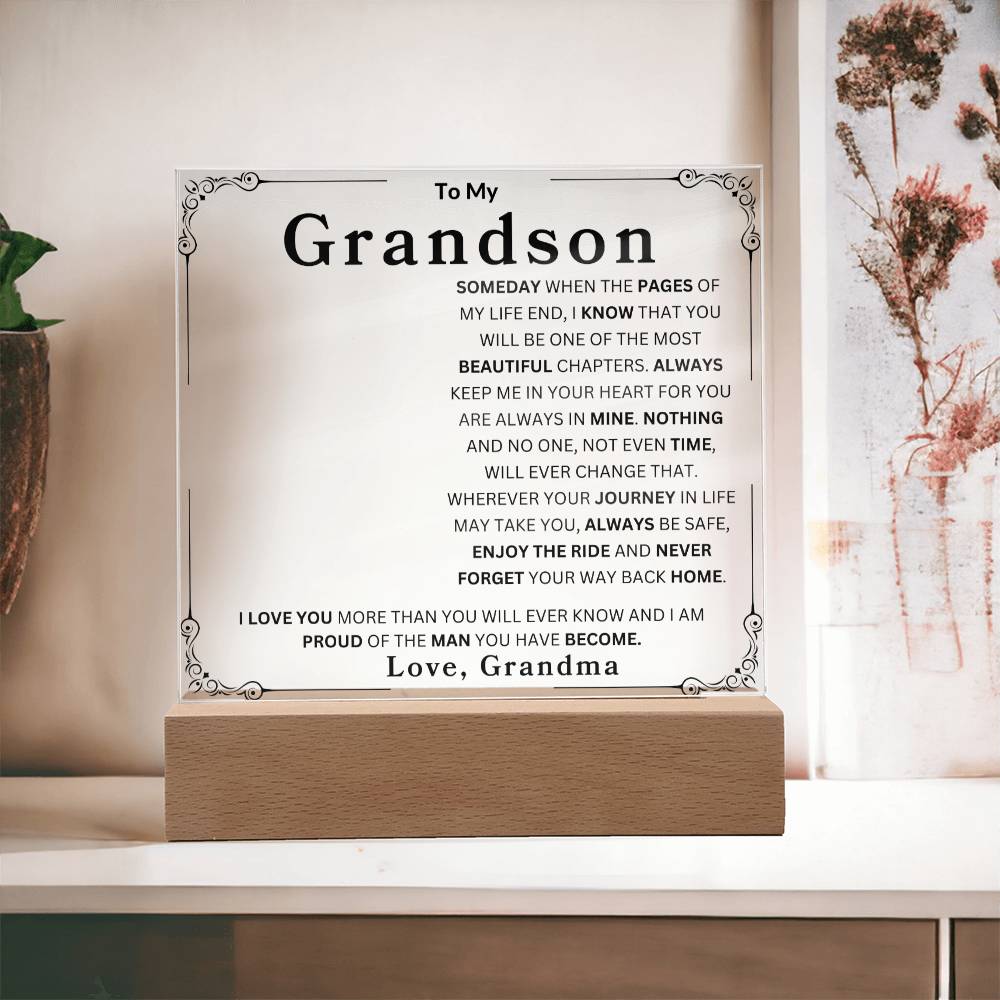 Personalized To My Grandson | Love Grandma Acrylic Square Plaque