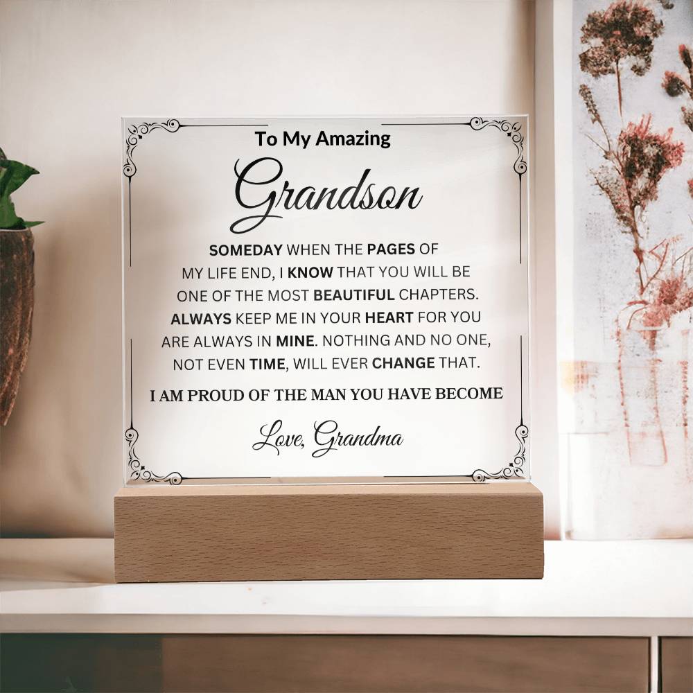 To My Amazing Grandson | Love Grandma Acrylic Square Plaque