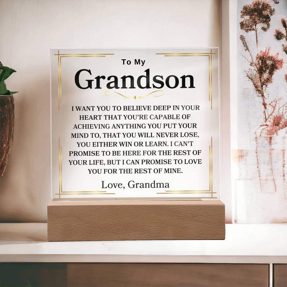 To My Grandson | Love Grandma Acrylic Square Plaque