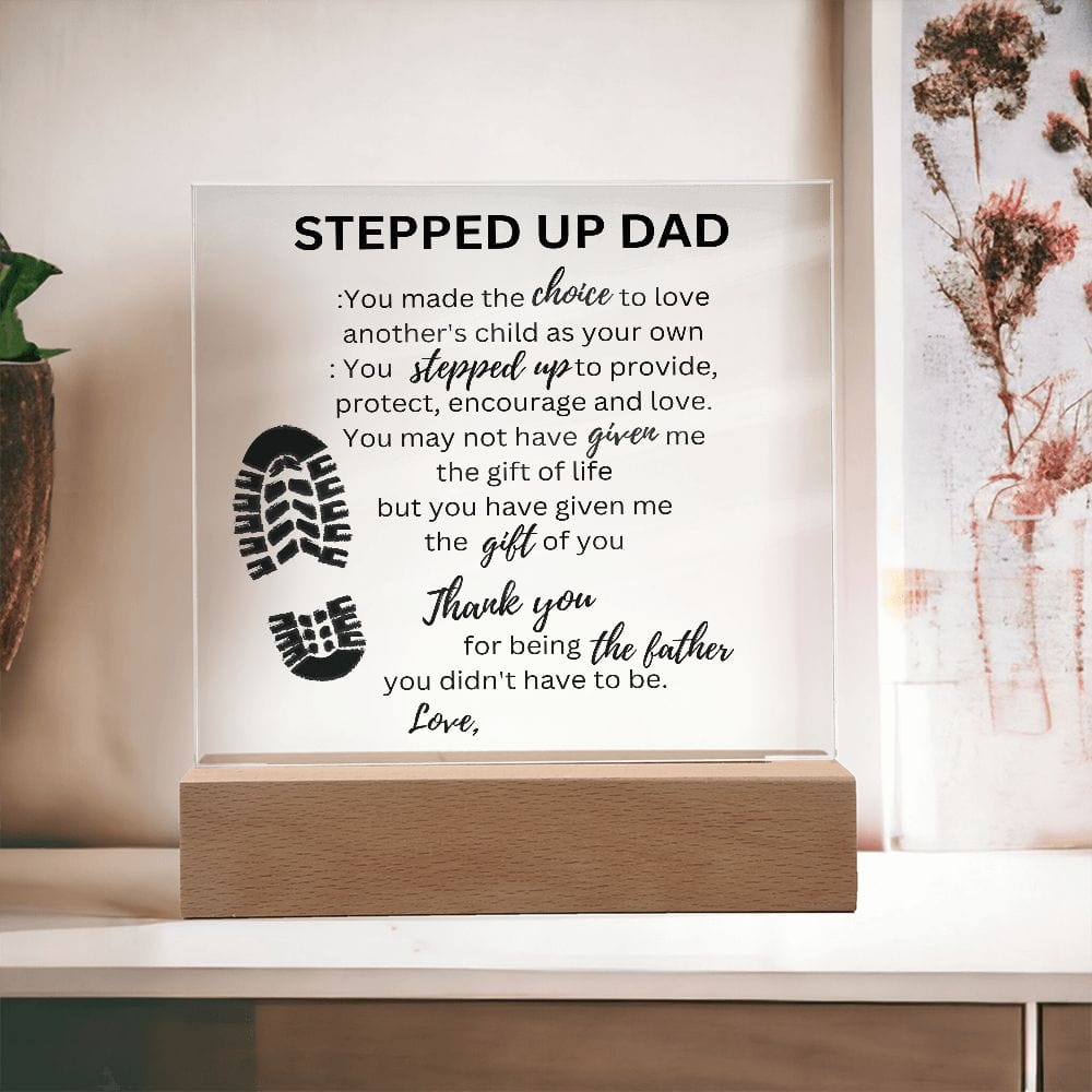 Stepped Up Dad Personalized Name - Acrylic Plaque