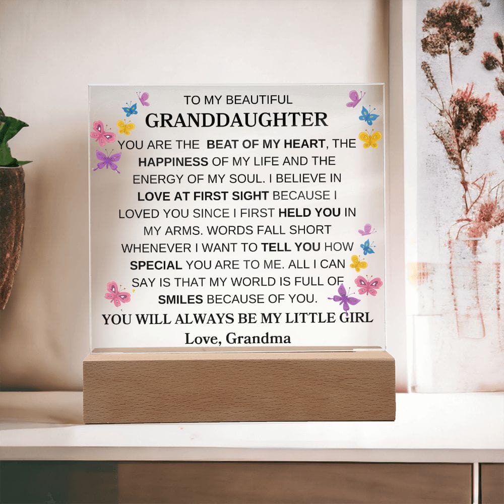 To My Beautiful Granddaughter " You Are The Beat Of My Heart" | Love Grandma |  Acrylic Plaque Square