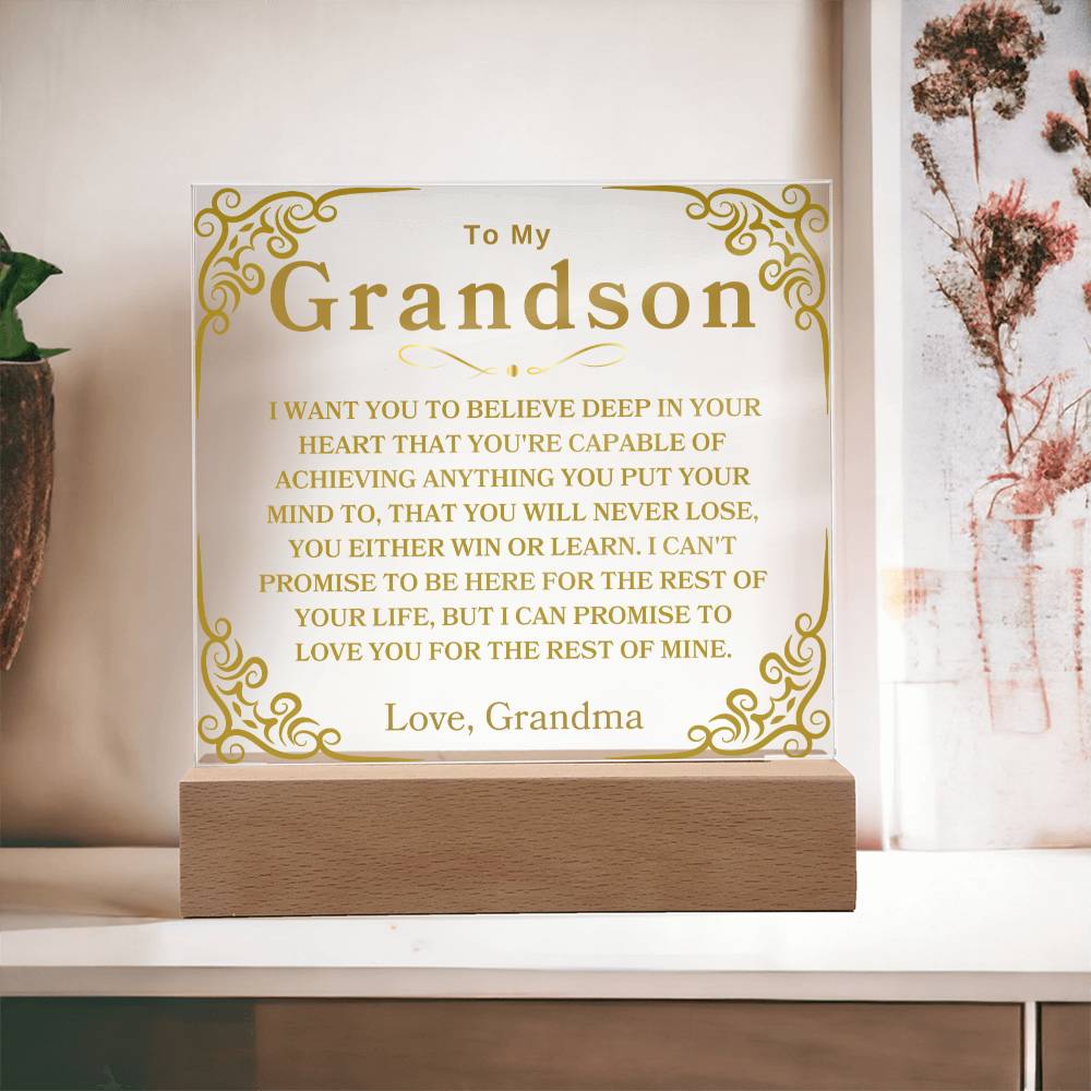 To My Grandson | Love, Grandma | Acrylic Square Plaque