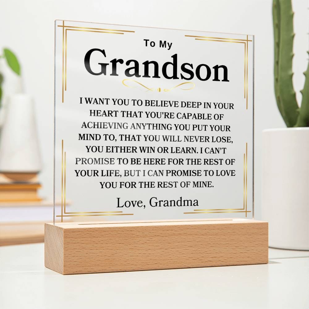 To My Grandson | Love Grandma Acrylic Square Plaque