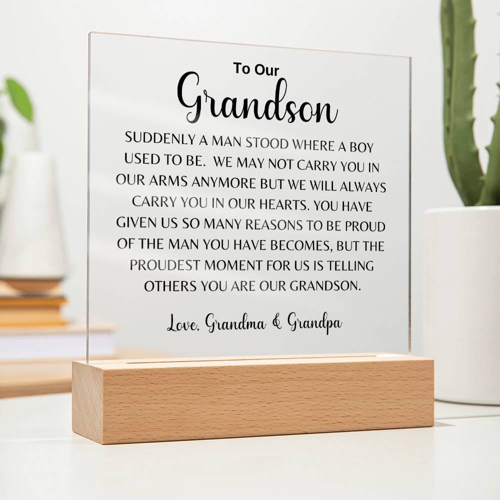 To Our Grandson | Love, Grandma & Grandpa | Acrylic Square Plaque