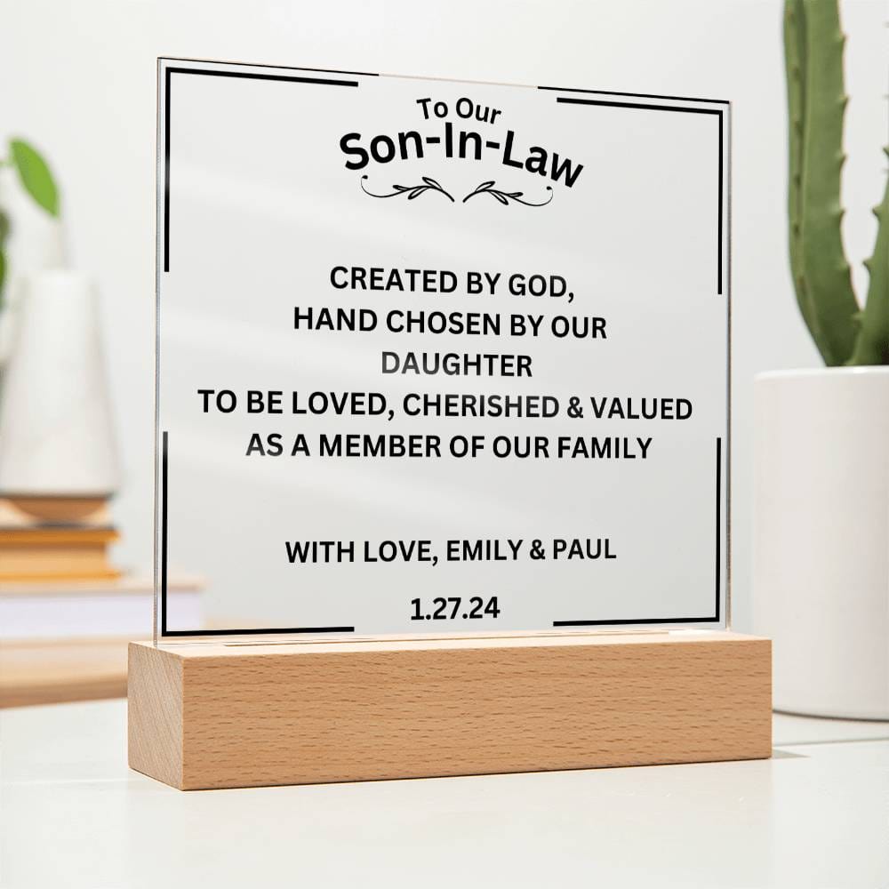 Personalized To Our Son-In-Law Acrylic Square Plaque