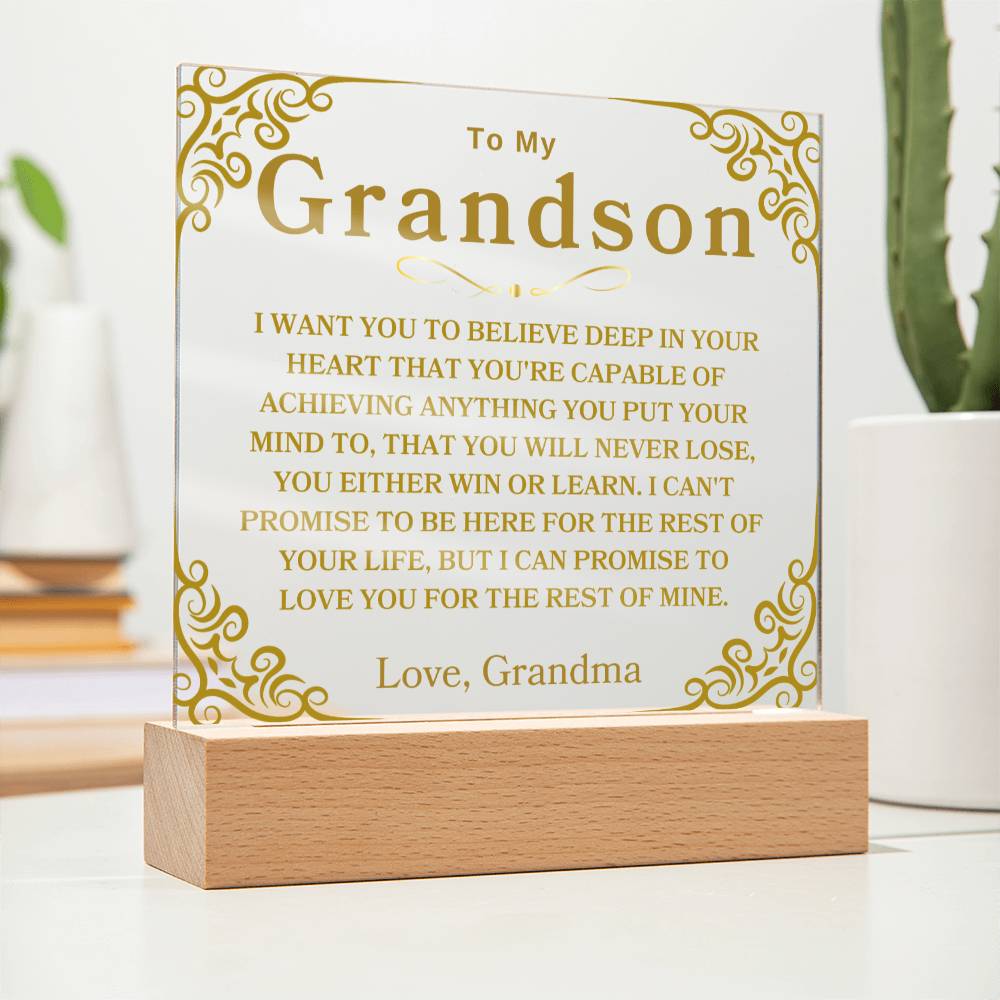 To My Grandson | Love, Grandma | Acrylic Square Plaque