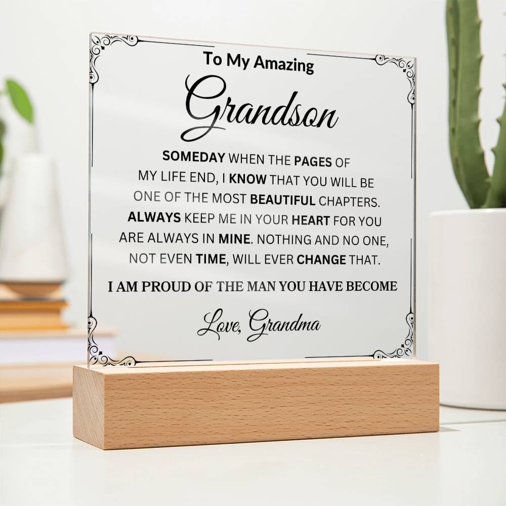 To My Amazing Grandson | Love Grandma Acrylic Square Plaque