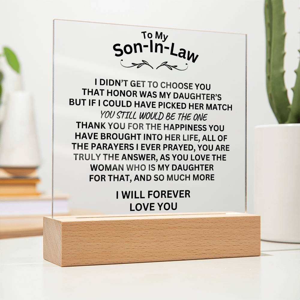 To My Son-In-Law Acrylic Square Plaque