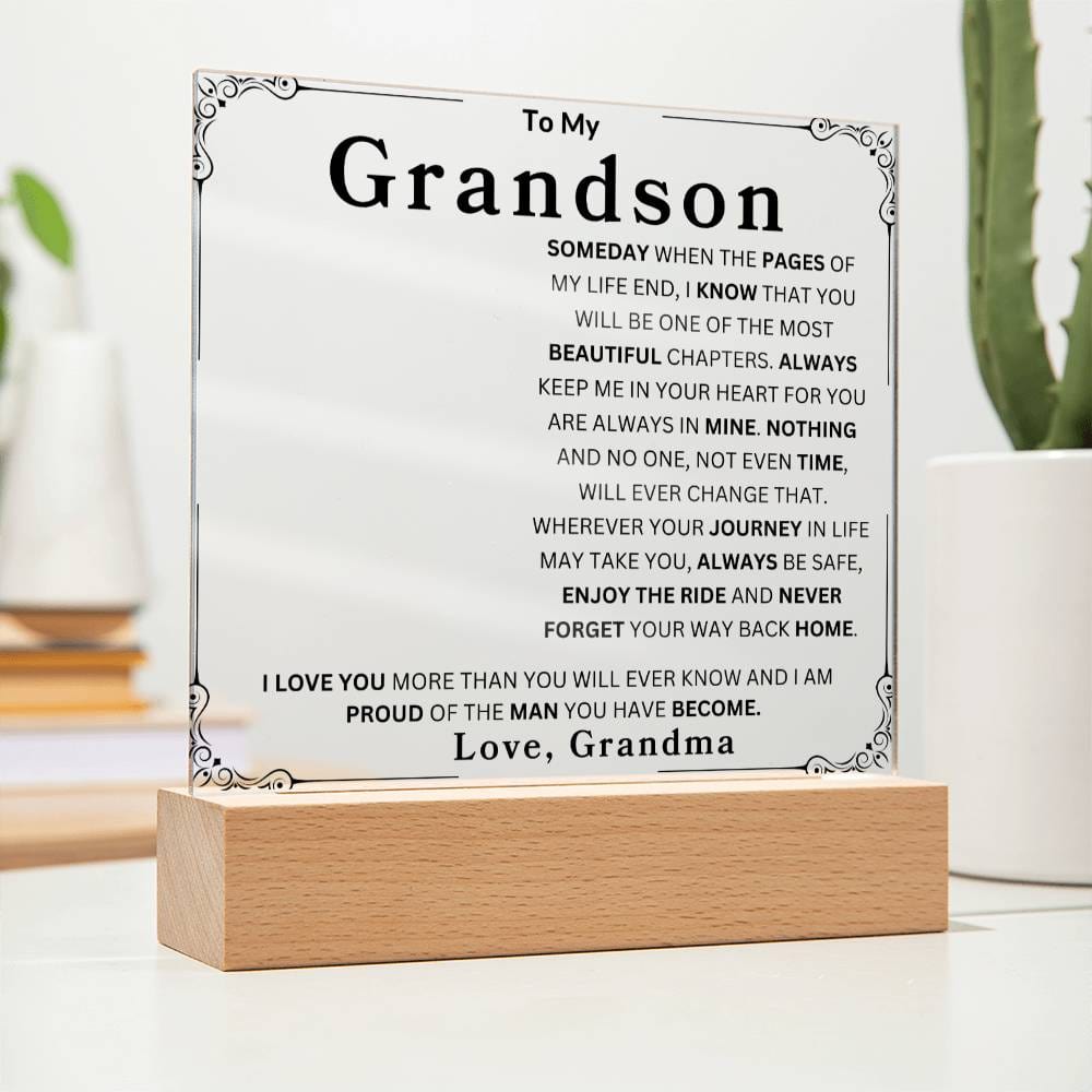 Personalized To My Grandson | Love Grandma Acrylic Square Plaque