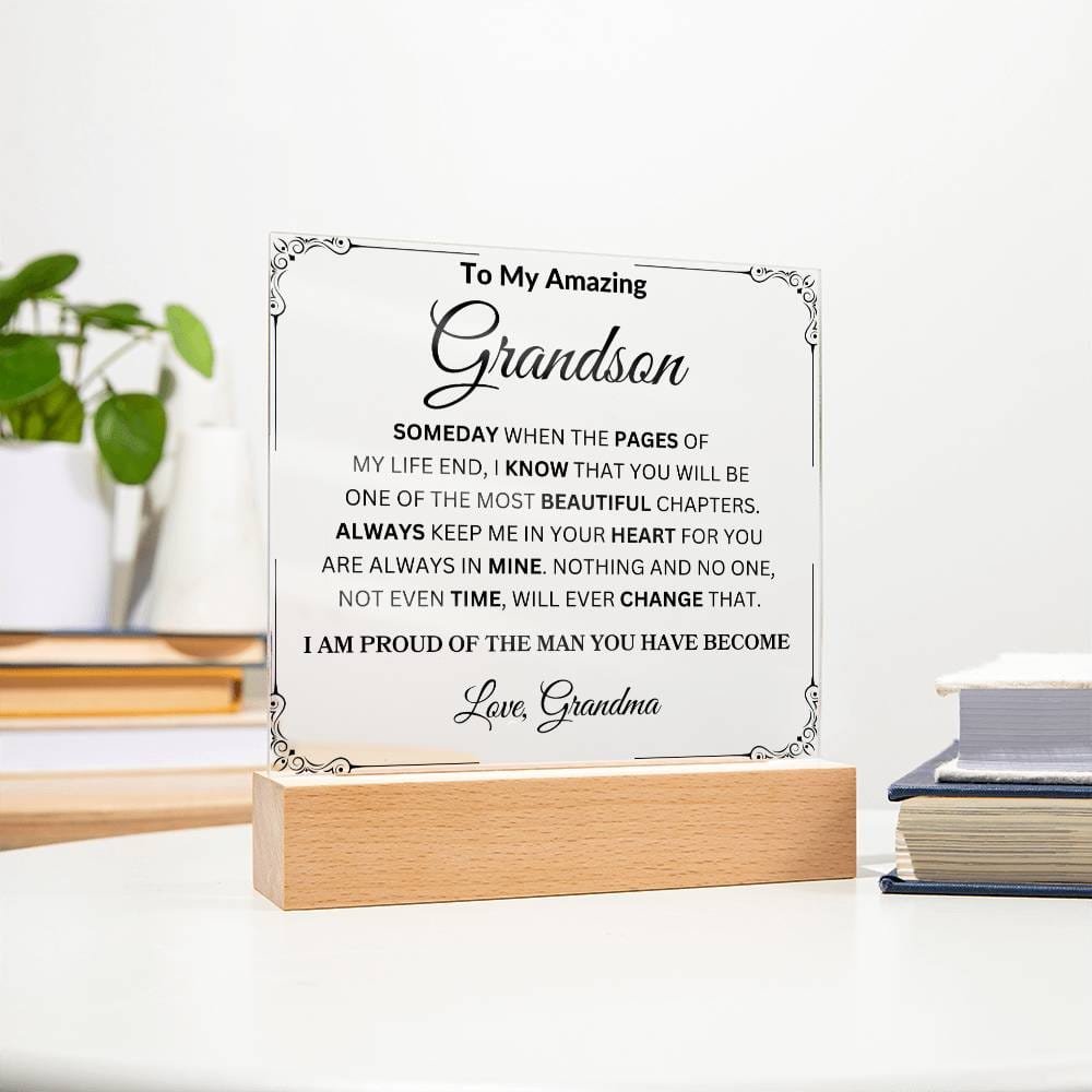 To My Amazing Grandson | Love Grandma Acrylic Square Plaque