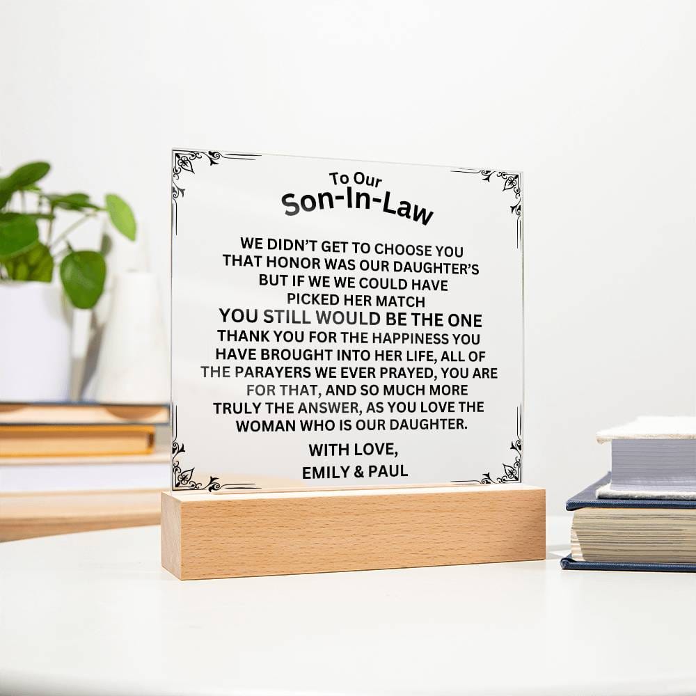 Personalized To Our Son-In-Law Acrylic Square Plaque