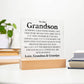 To Our Grandson | Love, Grandma & Grandpa | Acrylic Square Plaque