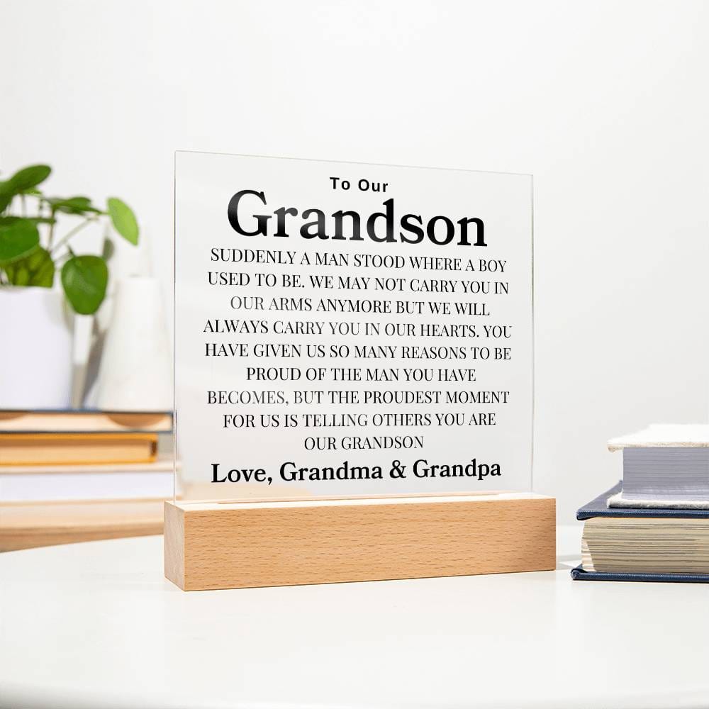 To Our Grandson | Love, Grandma & Grandpa | Acrylic Square Plaque