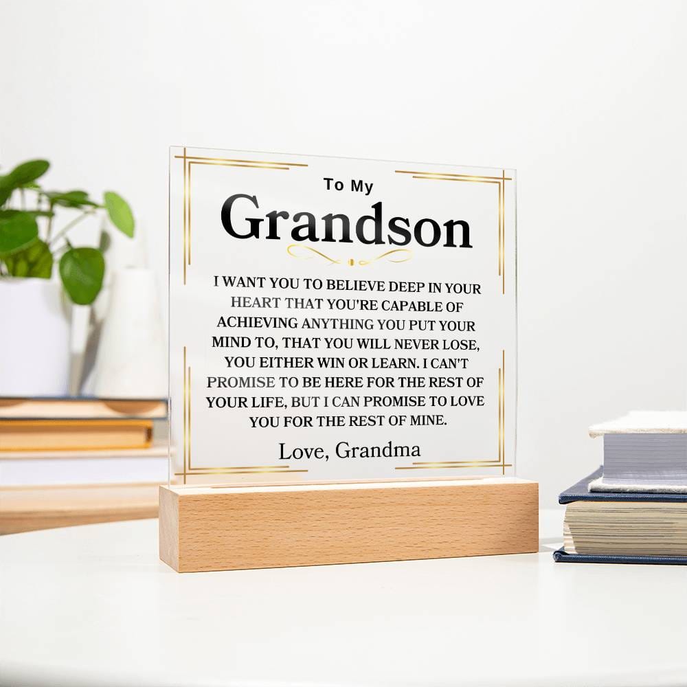 To My Grandson | Love Grandma Acrylic Square Plaque