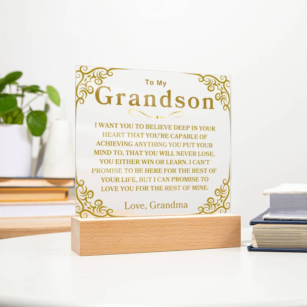 To My Grandson | Love, Grandma | Acrylic Square Plaque