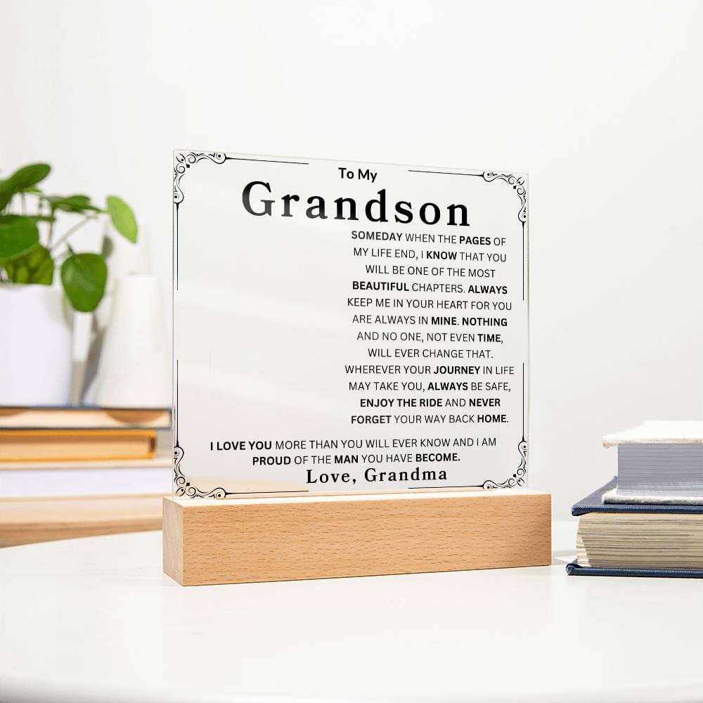 Personalized To My Grandson | Love Grandma Acrylic Square Plaque