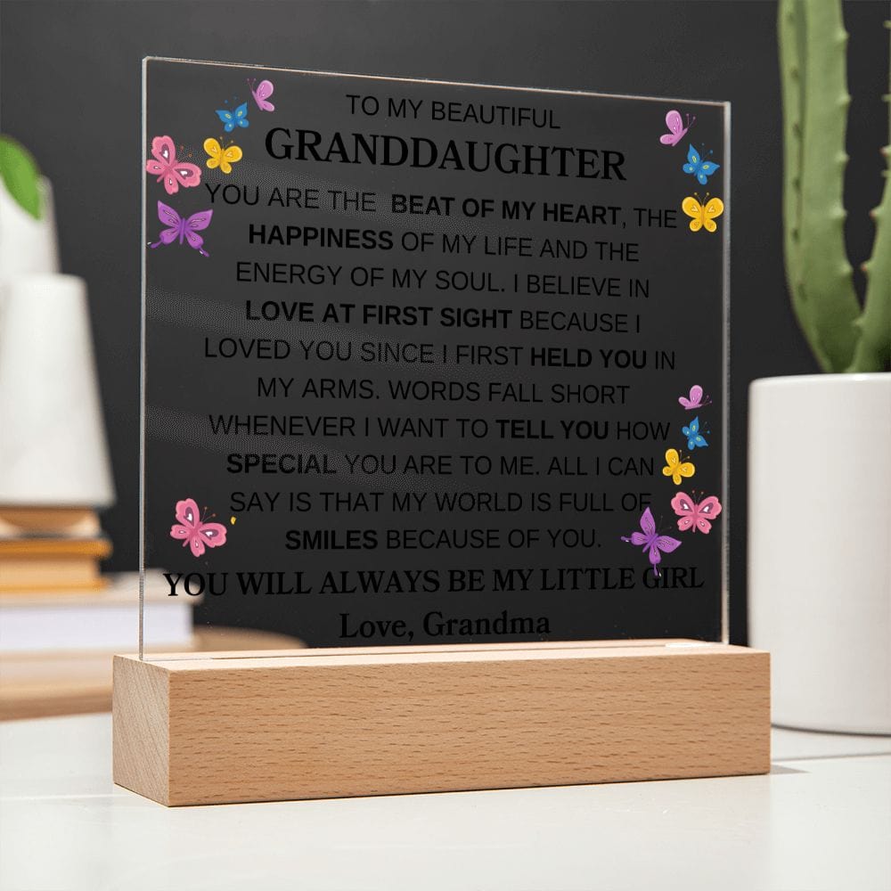 To My Beautiful Granddaughter " You Are The Beat Of My Heart" | Love Grandma |  Acrylic Plaque Square