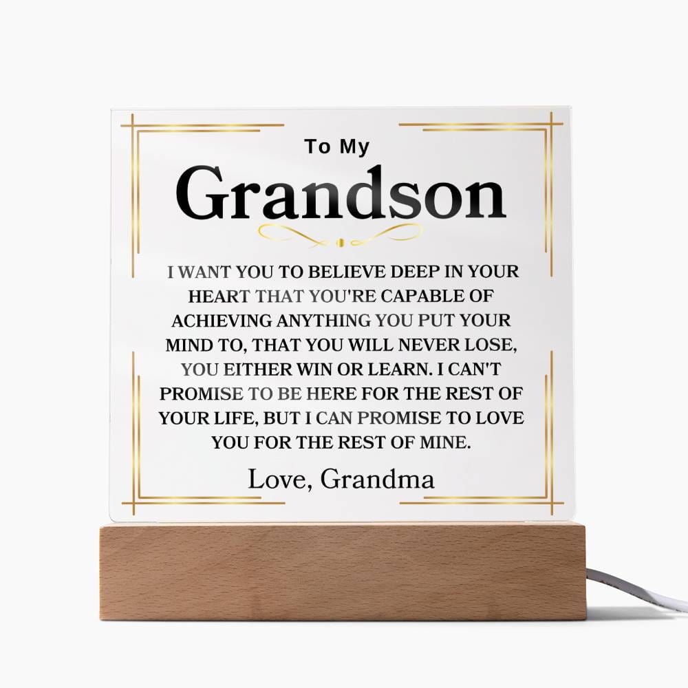 To My Grandson | Love Grandma Acrylic Square Plaque