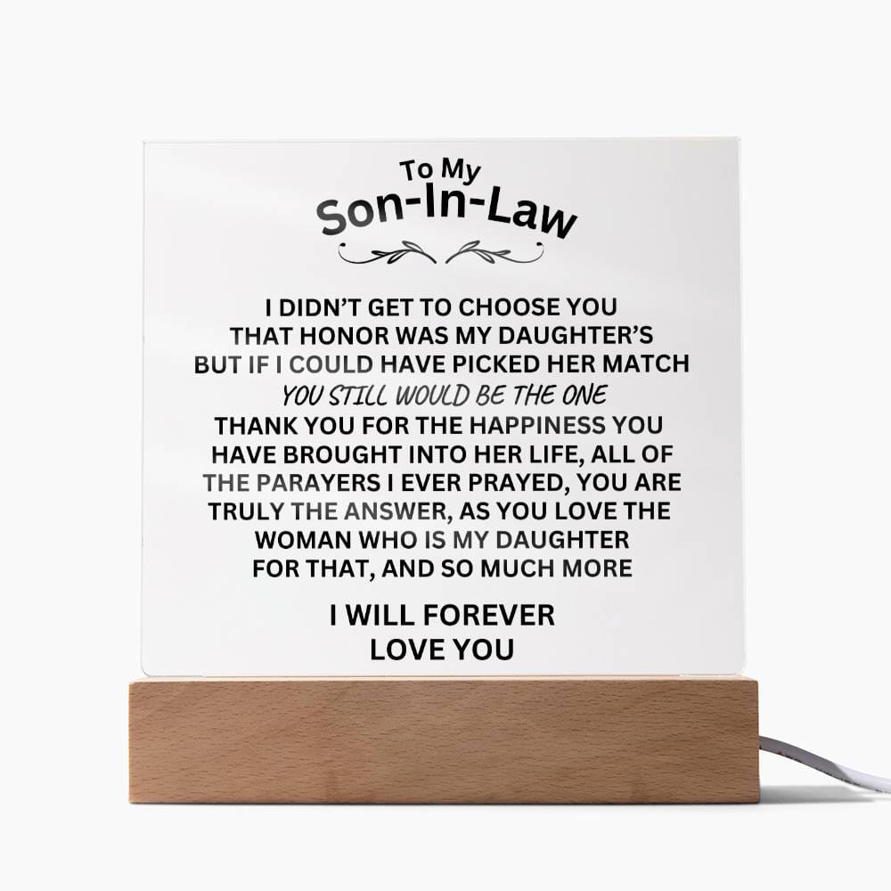 To My Son-In-Law Acrylic Square Plaque