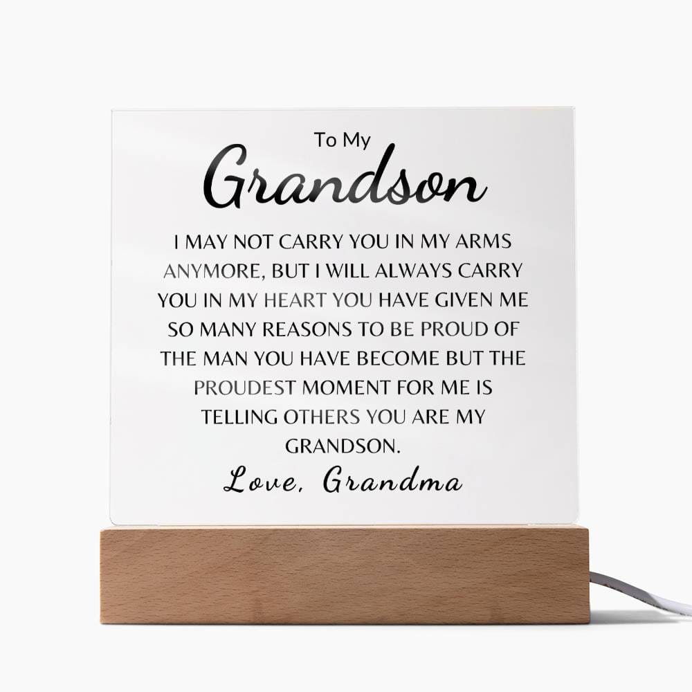 To My Grandson | Love, Grandma | Acrylic Square Plaque