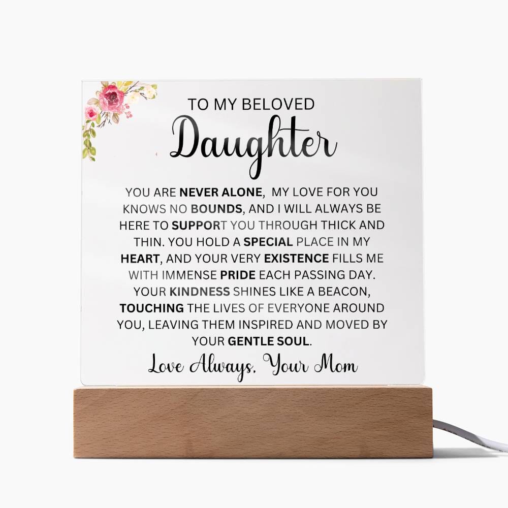 To My Beloved Daughter Love Mom | Acrylic Square Plaque (Daughter)